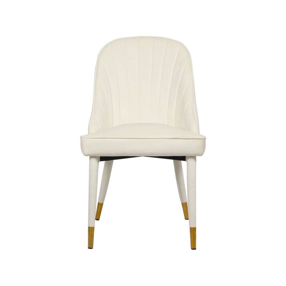 Alt View 3. Meridian Furniture - Belle Cream Velvet Dining Chair, Set of 2 - Beige.