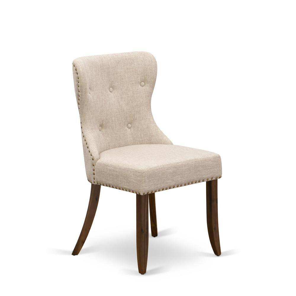 Alt View 2. East West Furniture - Set of 2 - Wood Chairs- Upholstered Dining Chairs Includes Antique Walnut Hardwood Frame - Brown.