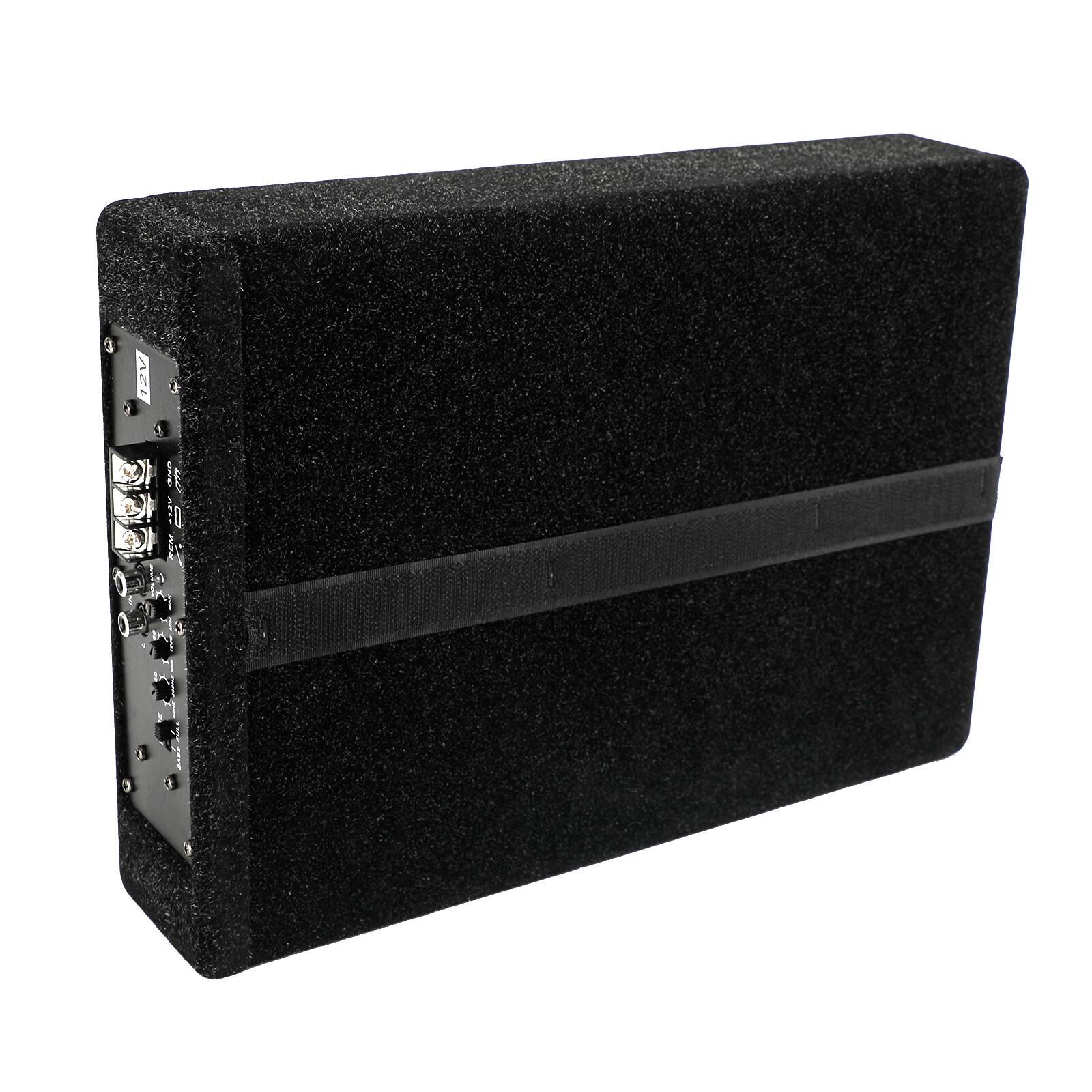 Alt View 6. Topteng - 8" 600W Under-Seat Powered Car Subwoofer - Slim Amplified Enclosure, 12V, w/ Wiring Kit, for Compact Vehicles.