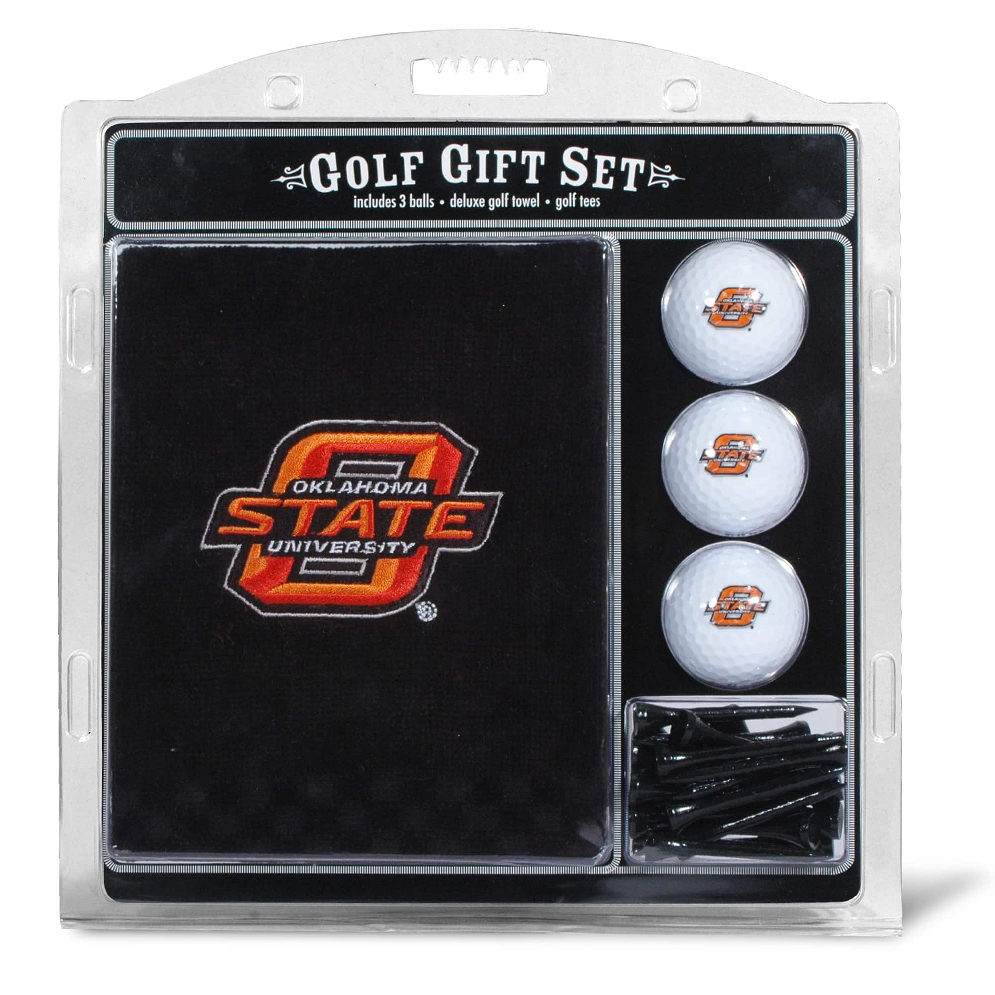 GOLF GIFT SET  
includes 3 balls • deluxe golf towel • golf tees  

OKLAHOMA STATE UNIVERSITY