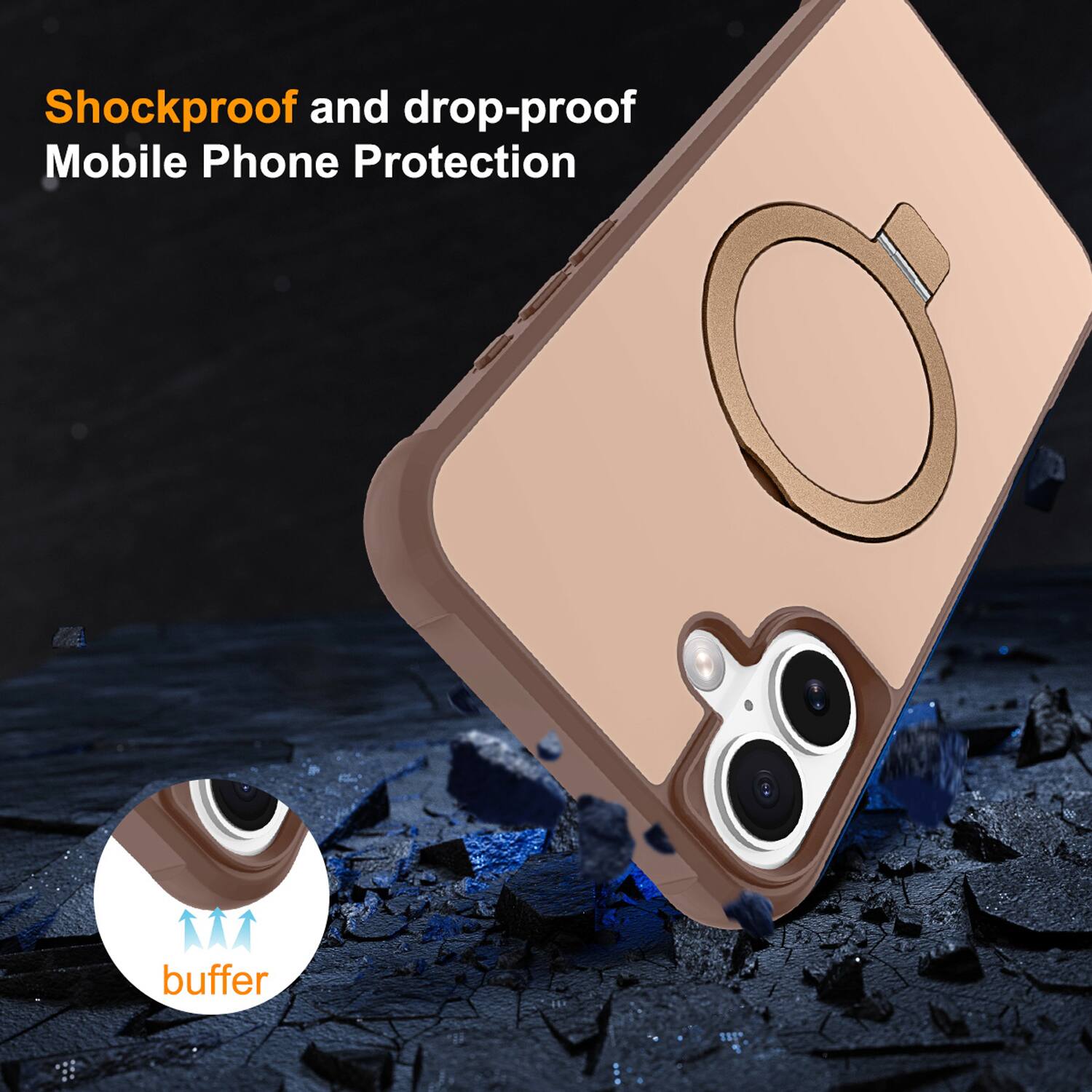 Dteck for Apple iPhone 17 Magnetic Ring Kickstand Case,Rugged PC TPU ...