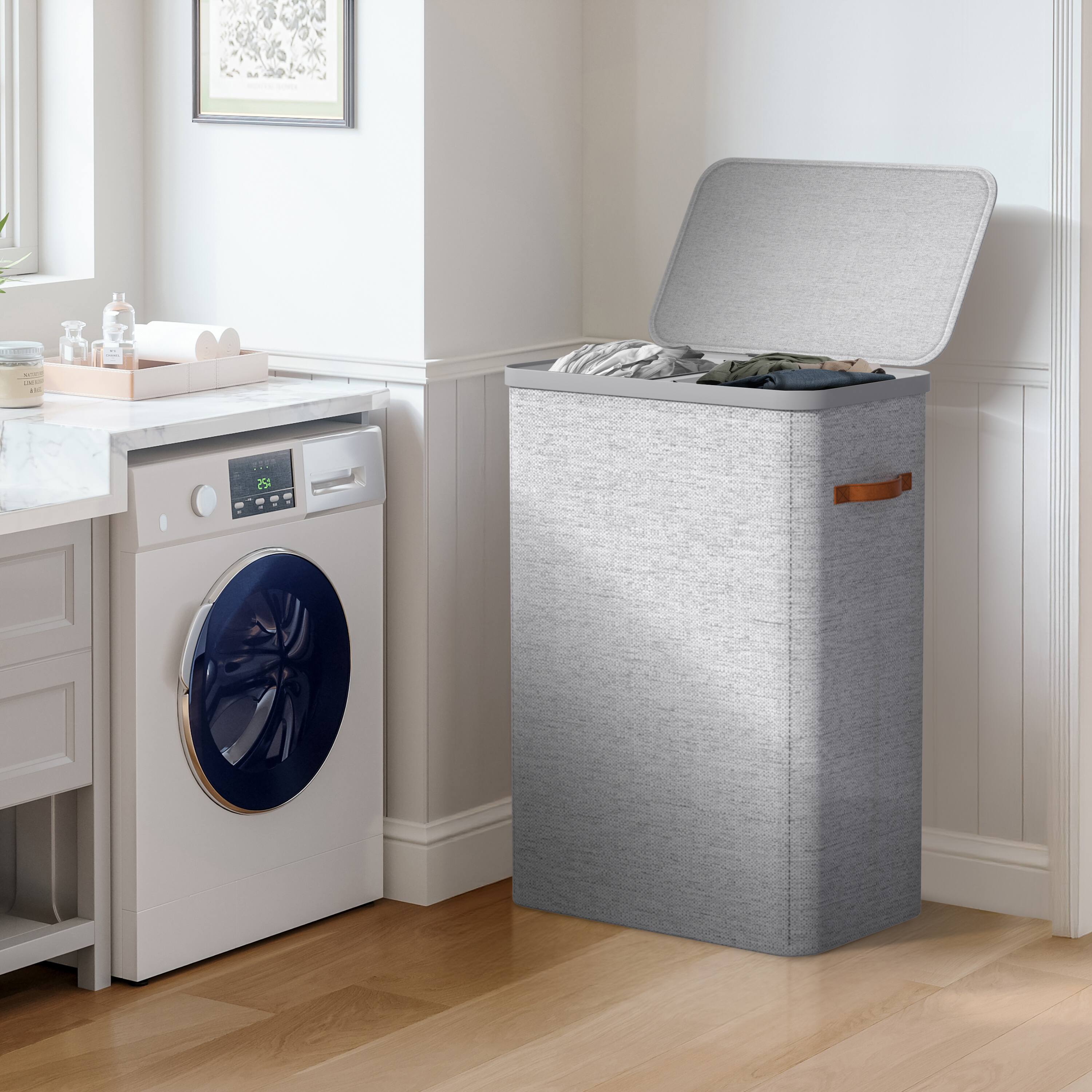 Alt View 5. Sorbus - Sorbus Fabric Laundry Hamper, Collapsible 2-Compartment Laundry Basket with Removable Laundry Bag - Gray.