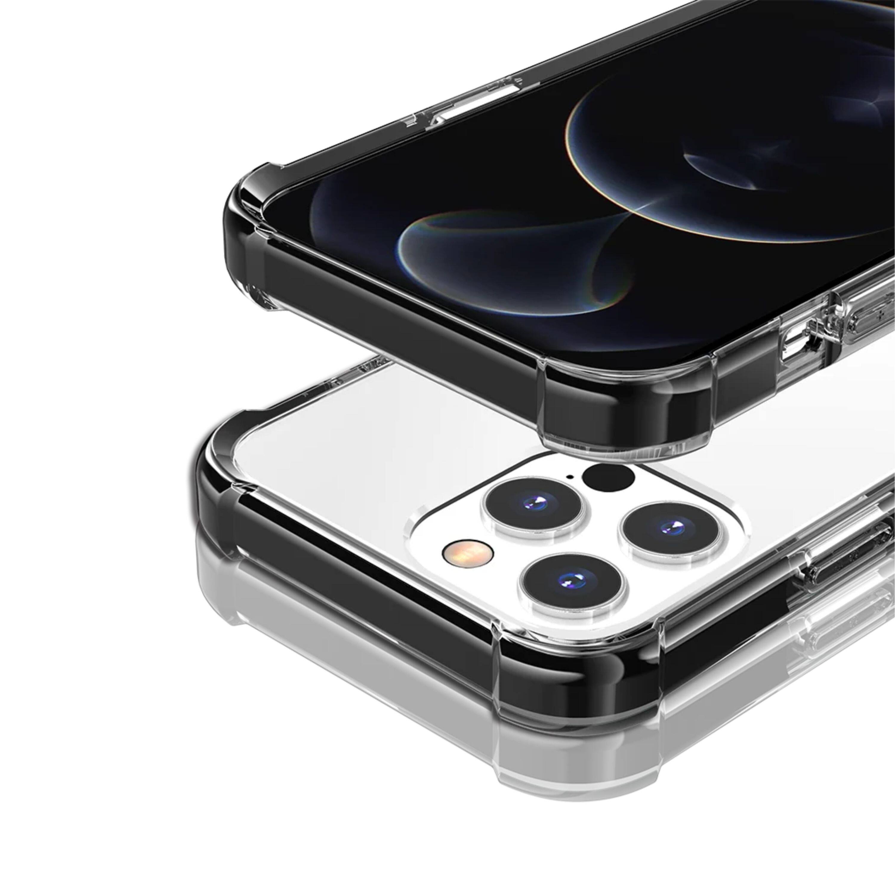 Back. Kitcheniva - Shockproof Acrylic Transparent Phone Case With 2 Pcs Screen Protectors For iPhone 15 Pro Max Black - Black.