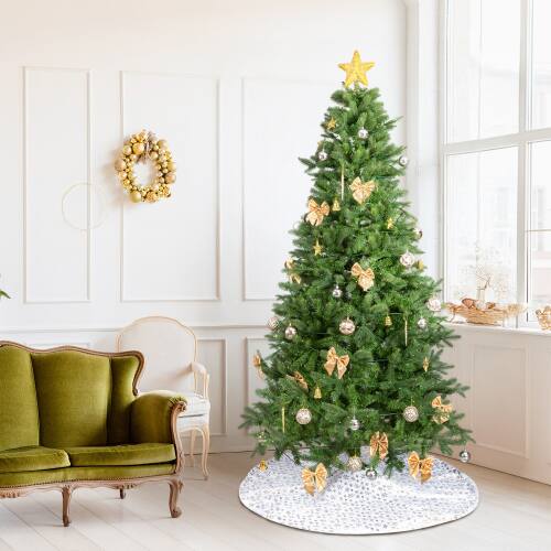 Alt View 1. Winado - 7.5FT Christmas Tree Artificial with Lights, Tree Skirt, Ornaments for Indoor Outdoor Christmas Holiday Party Decoration - Green & Golden.