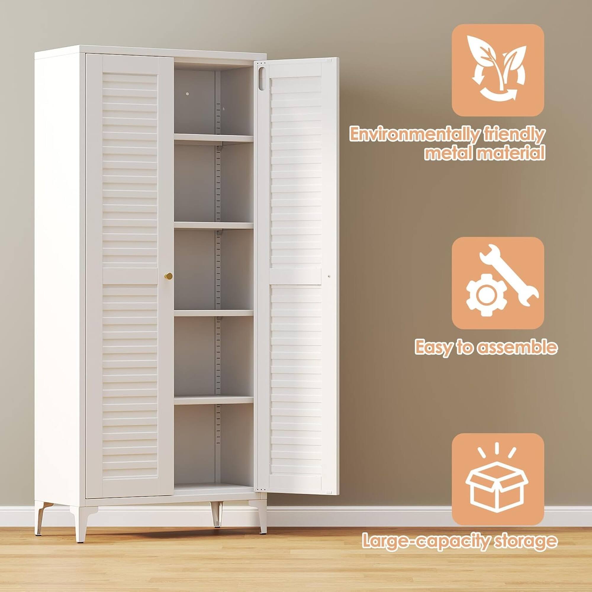 Environmentally friendly metal material  
Easy to assemble  
Large-capacity storage
