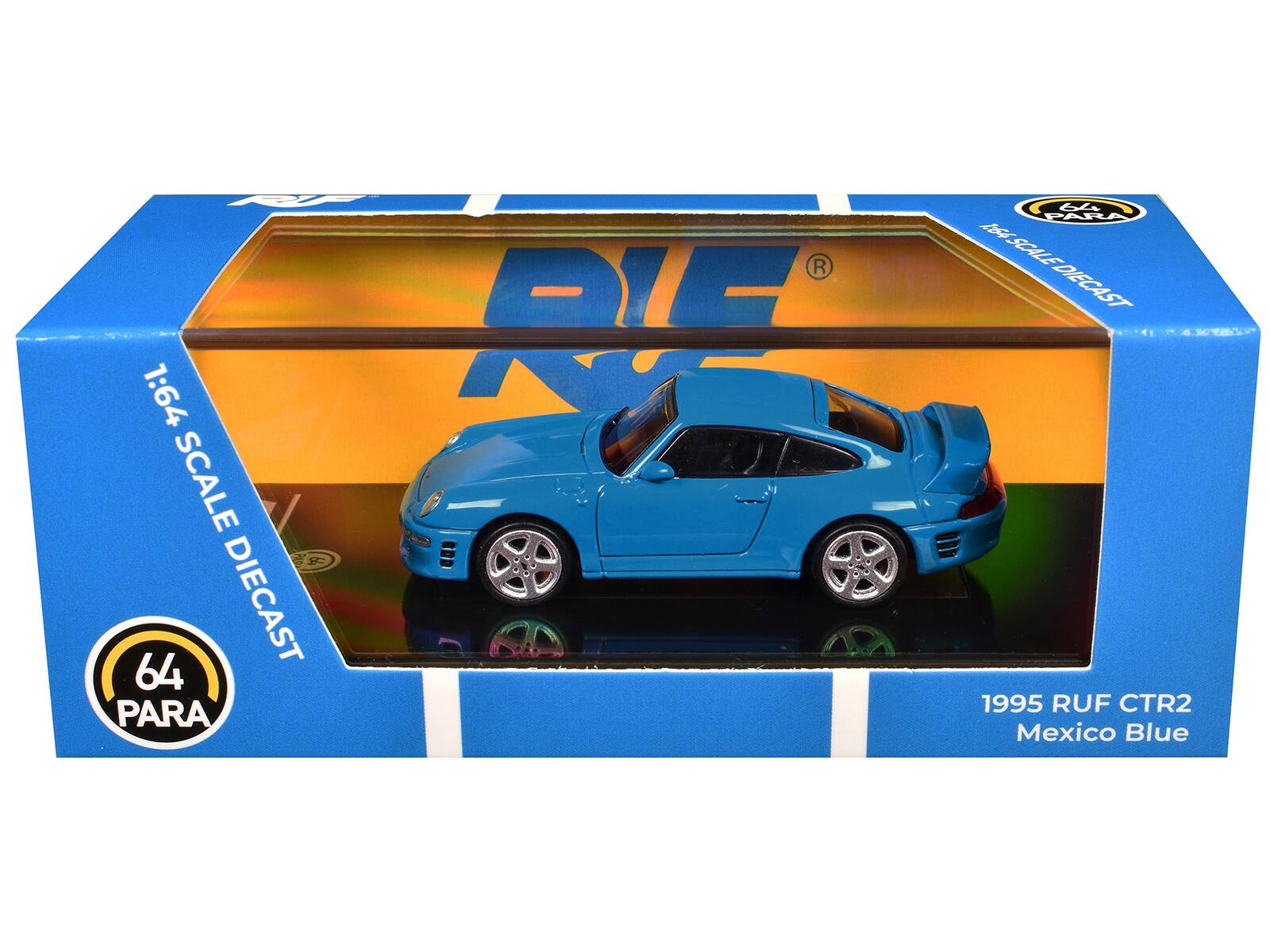 1:64 SCALE DIECAST  
64 PARA  
1:64 SCALE DIECAST  
1995 RUF CTR2  
Mexico Blue