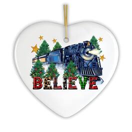 OrnamentallyYou - Magical Christmas Train Charming Holiday Ornament Classic Believe Plaid Railroad - Multi-colored
