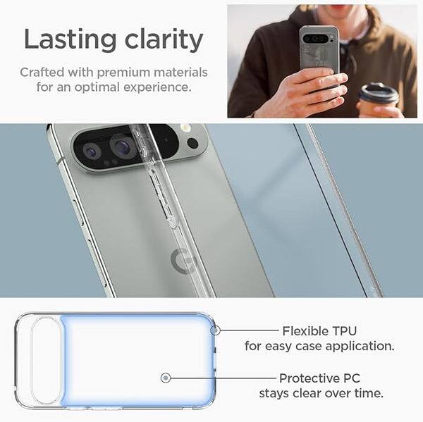 Lasting clarity  
Crafted with premium materials for an optimal experience.  

Flexible TPU for easy case application.  
Protective PC stays clear over time.