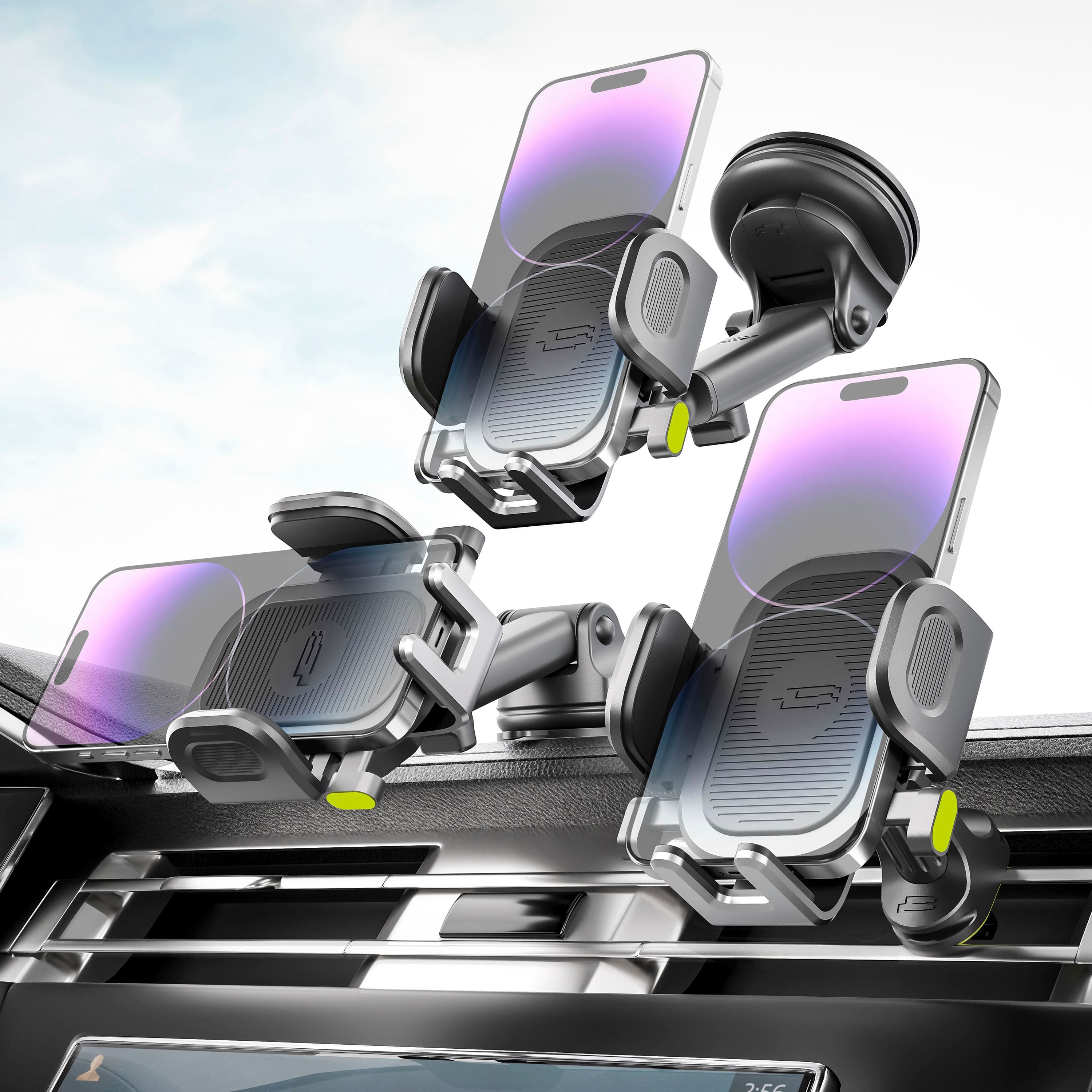 Alt View 13. Bracketron - OneClick Ext Window, Dash & Vent Mount for most cell phones - Black.