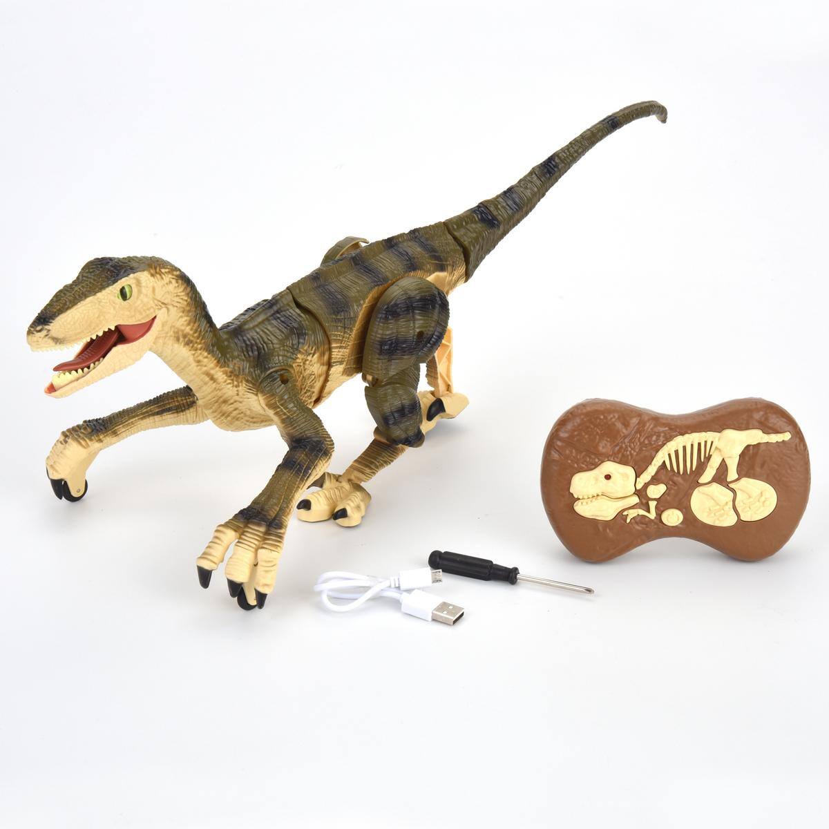 JuzToys Remote Control Dinosaur Toy, Velociraptor RC Dino Toy with 3D ...