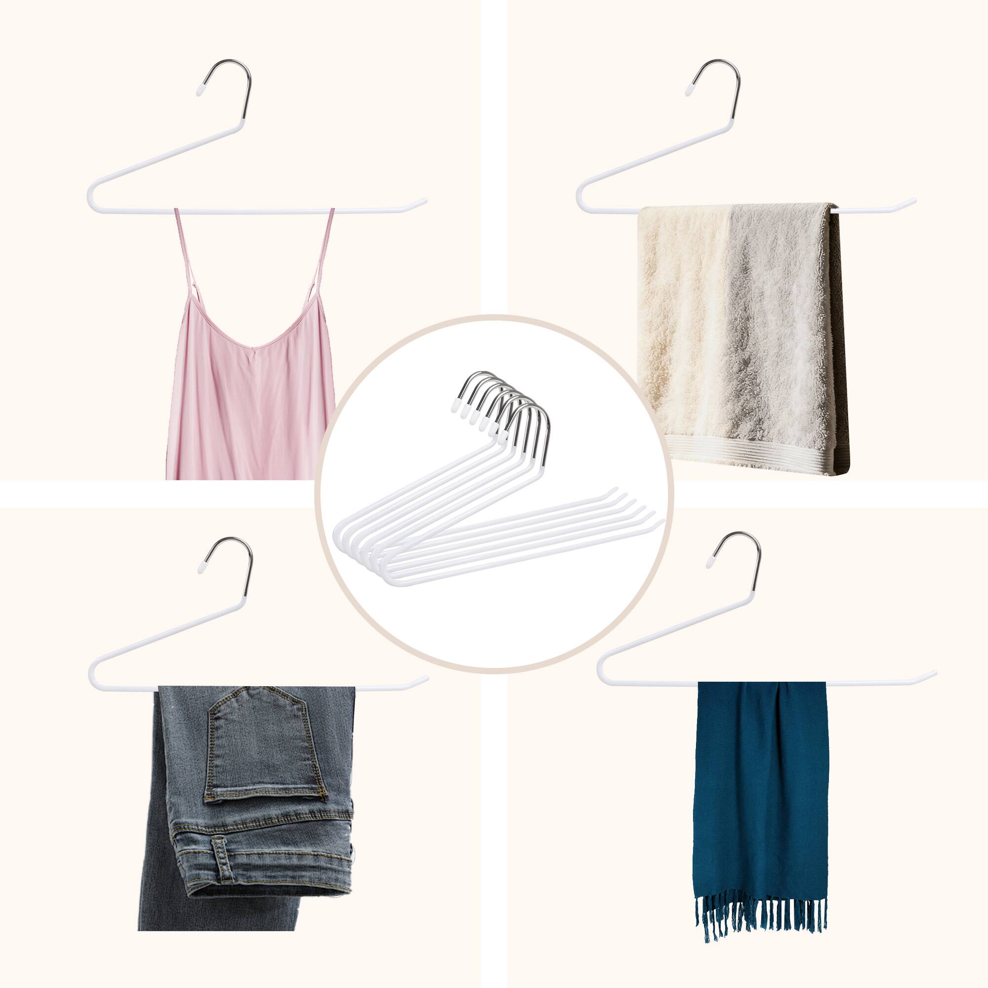 Alt View 2. BP4U - 24-Pack Open-Ended Metal Hangers with Non-Slip Coated, Space Saving Scarf Hangers for Trousers, Dresses & Towels(White) - White.