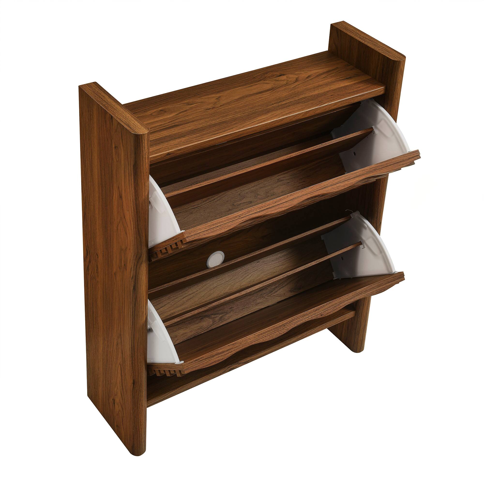 Alt View 4. Modway - Emric Wave Shoe Cabinet by Modway - Walnut.