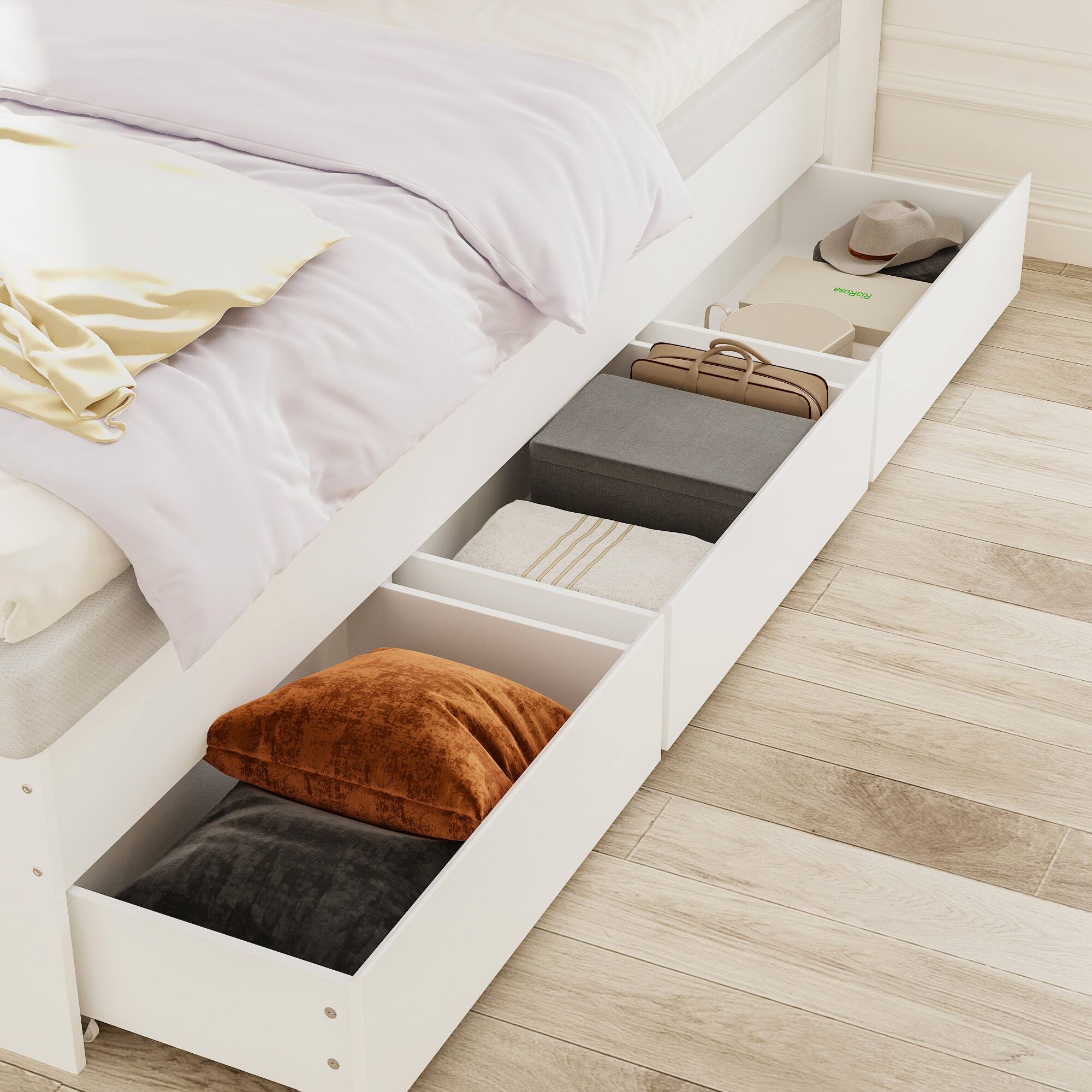 Alt View 9. Famapy - Famapy Multifunctional Kids Bed with Storage Drawers & Headboard Space - Saving Slat Bed for Children's Bedroom - White.