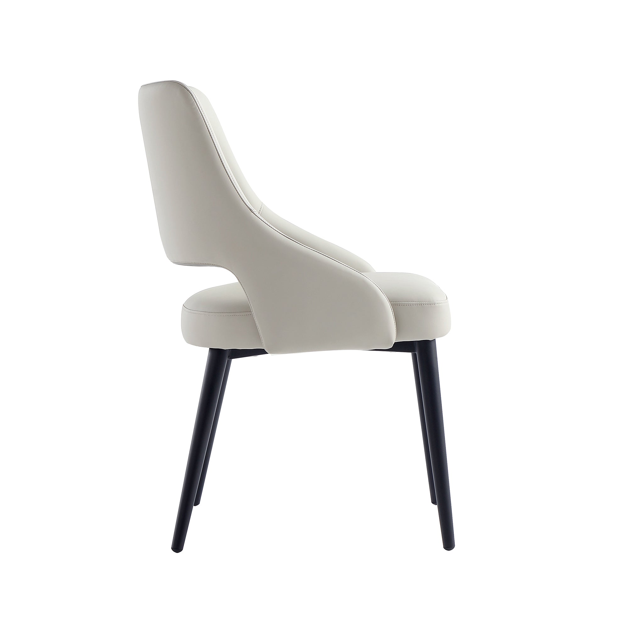 Alt View 3. Manhattan Comfort - Tremont Modern Metal Vegan Leather Dining Chair - Stone Gray.