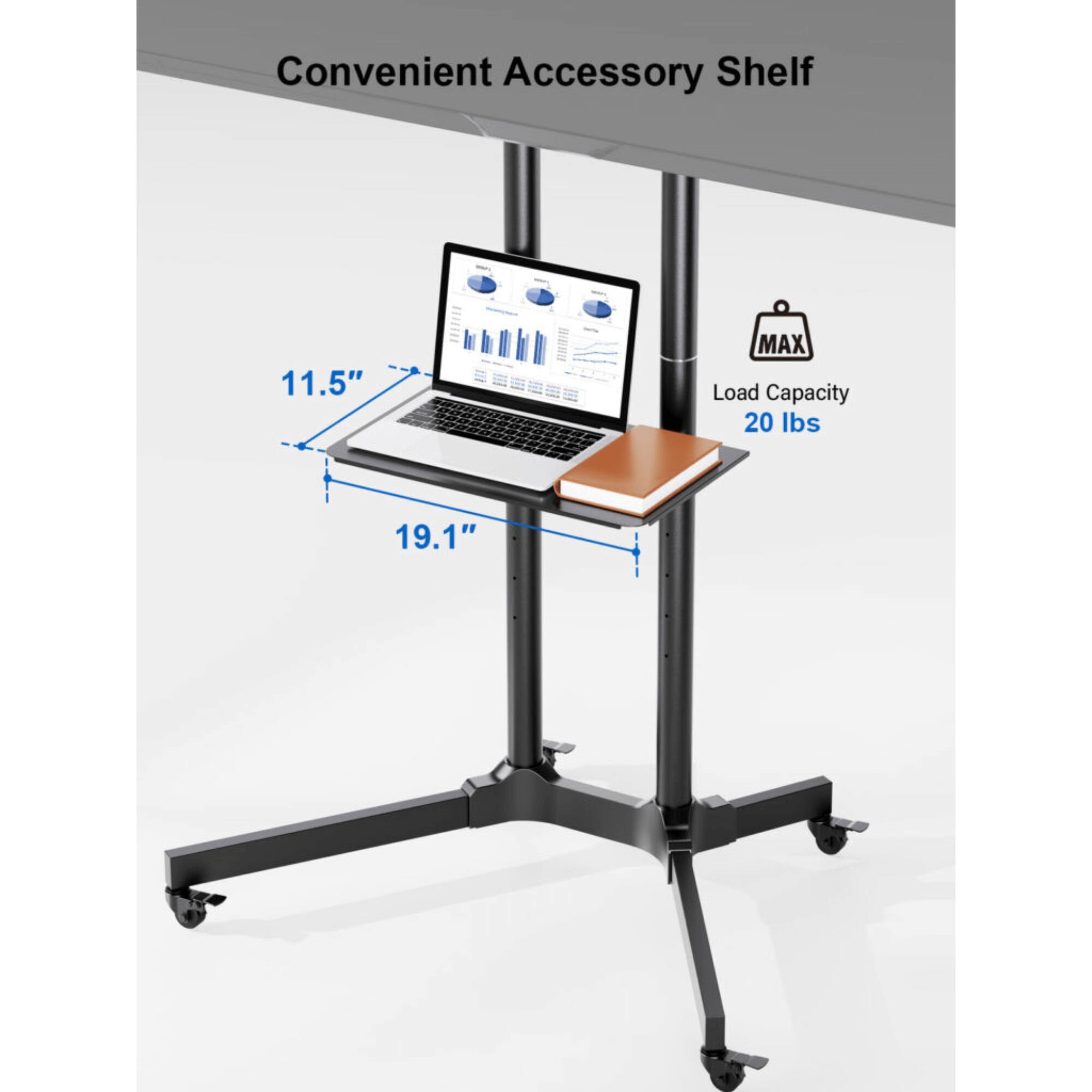 Convenient Accessory Shelf, 11.5", 19.1", MAX Load Capacity 20 lbs
