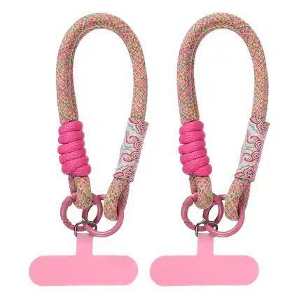 Front. Unique Bargains - 2pcs Universal Phone Wrist Lanyard Hand Strap Anti Theft Strap with Pads - Rose.