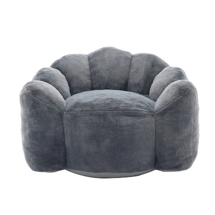 Front. GOODSILO - Lotus Style Compression Sofa Bean Bag Chair with Pull Ring for Easy Mobility and No Assembly Required - Gray.