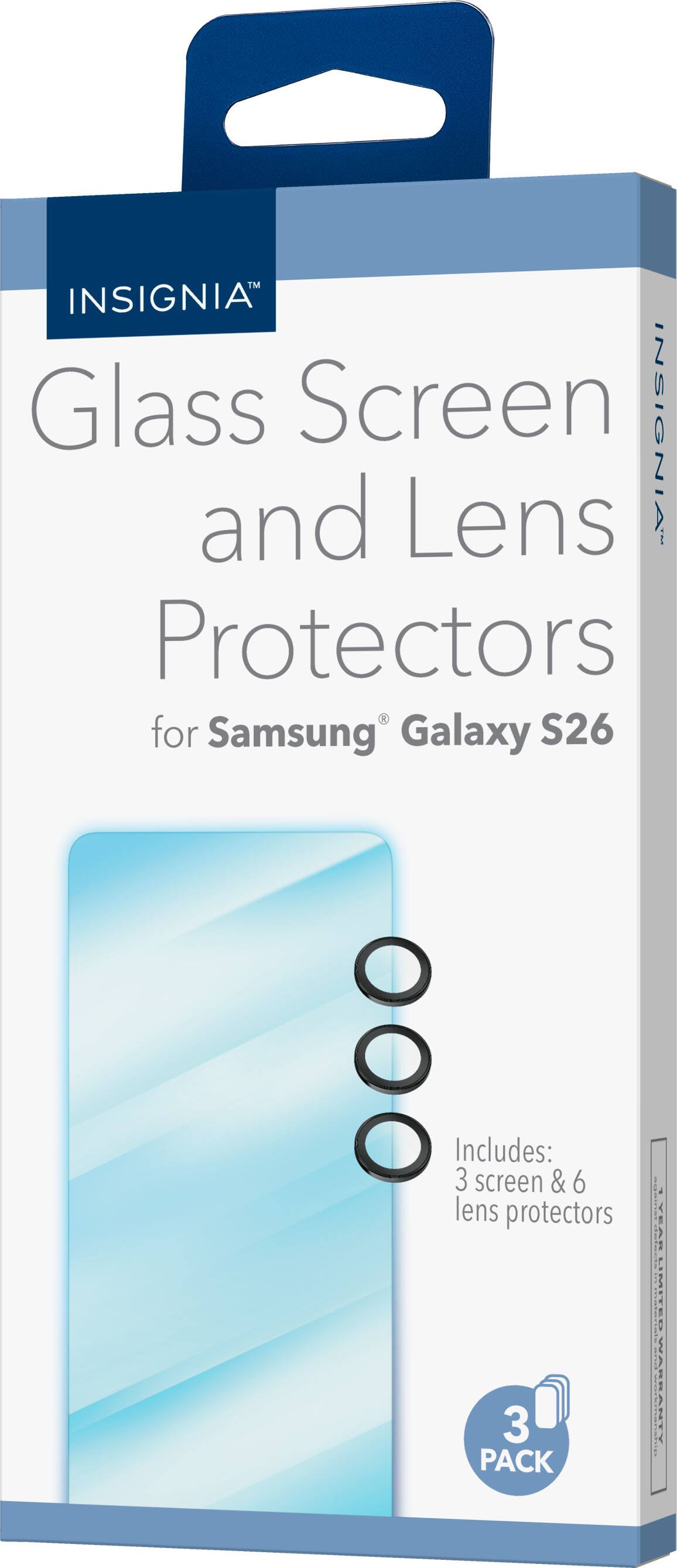 TM INSIGNIA Glass Screen and Lens Protectors for Samsung Galaxy S26 Includes: 3 screen & 6 lens protectors 3 PACK