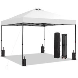 Ainfox - 12x12 Pop Up Canopy Patio Carpas,One Push Set up with Central Lock,Hand Carry Bag,4 Sandbags - White