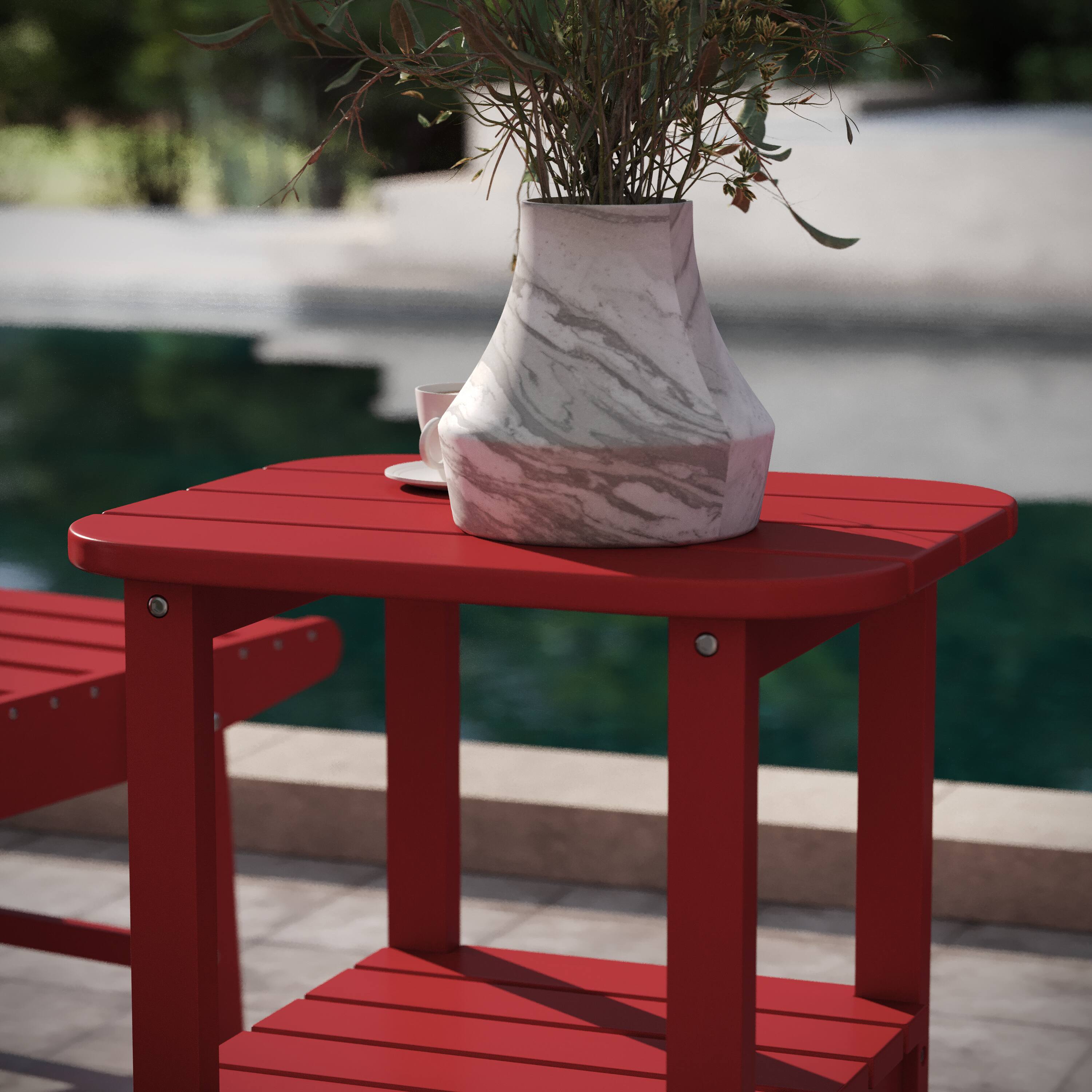Alt View 4. Emma + Oliver - Tiverton Two Tier Polyresin Adirondack Side Table - All-Weather for Indoor/Outdoor Use - Red.