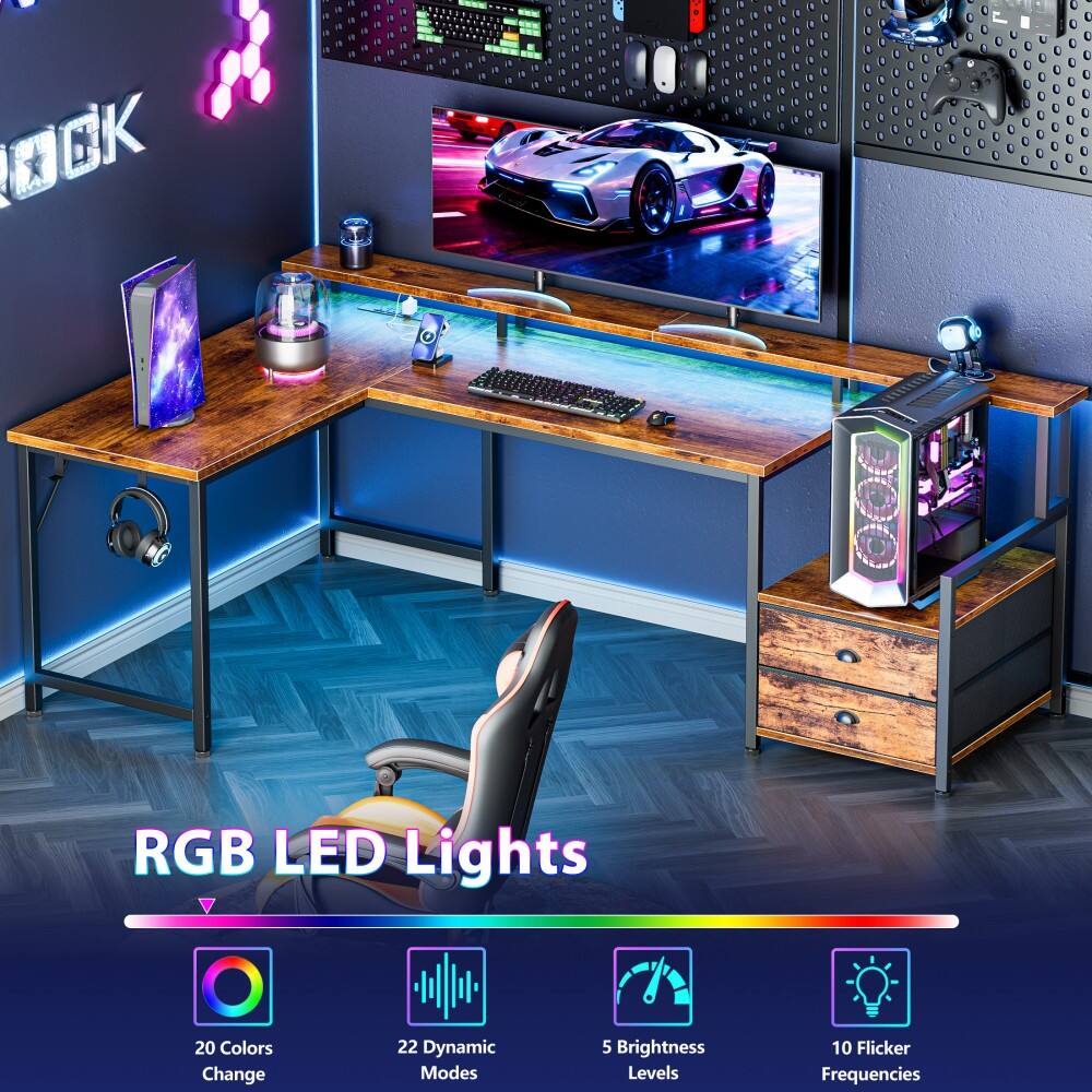 RGB LED Lights
- 20 Colors Change
- 22 Dynamic Modes
- 5 Brightness Levels
- 10 Flicker Frequencies