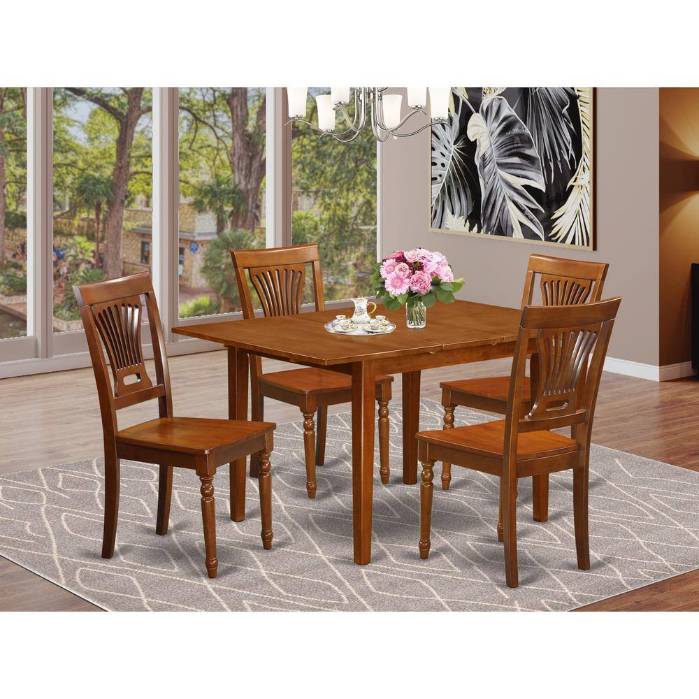 Back. East West Furniture - 5 Pc Kitchen nook Dining set-Kitchen Tables 4 Chairs for Dining room - Saddle Brown.
