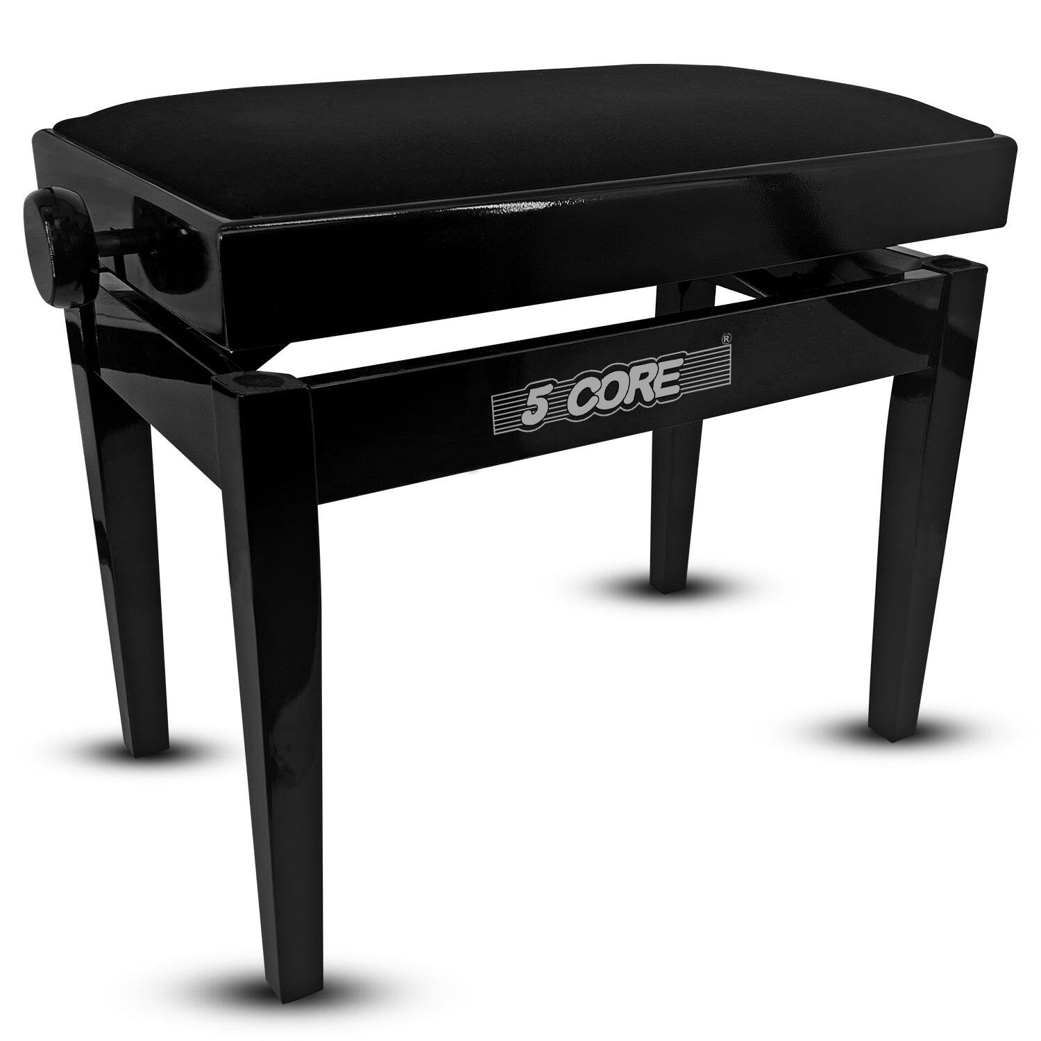 5 CORE - Adjustable Piano Bench Thick 3.25" Solid Wood Keyboard Stool Heavy Duty Musician Chair - Black