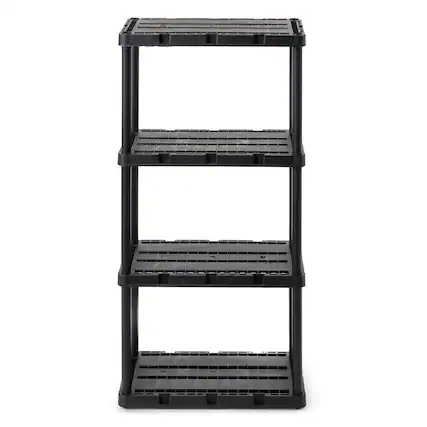Front. Gracious Living - Gracious Living 4 Shelf Knect-A-Shelf Fixed Height Ventilated Light Duty Storage - 4 Shelf - Black.