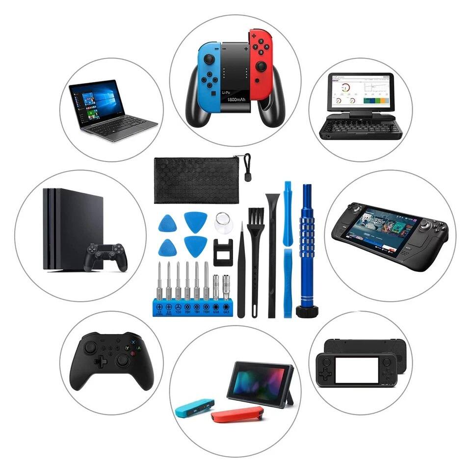 Back. Home Collection - 27 In 1 Console Repair Screwdriver And Cleaning Kit For Xbox PlayStation Nintendo - Multi-Color.