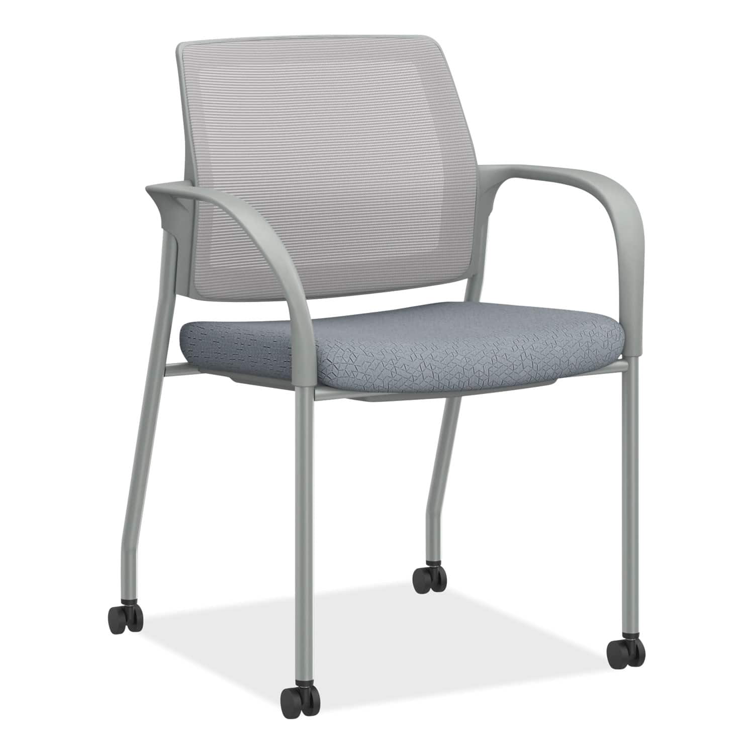 Our Brands - REMOVE - Series Mesh Back Mobile Stacking Chair, 25 x 21.75 x 33.5, Basalt Seat, Fog Back, Textured Silver Base - Black