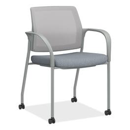 Our Brands - REMOVE - Series Mesh Back Mobile Stacking Chair, 25 x 21.75 x 33.5, Basalt Seat, Fog Back, Textured Silver Base - Black