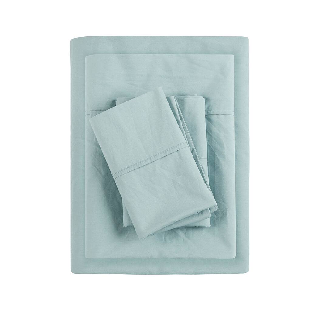 Gracie Mills - Clementine 200 Thread Count Year-Round Cotton Percale Sheet Set - Aqua - Thumbnail 2