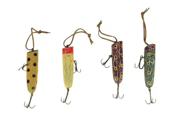 Front. Mayrich Company - Colorful Wooden Vintage Fishing Lure Hangings Set of 4 - Multicolored.