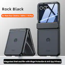 Dteck - Matte Hard PC Case Hinge Protection Cover For Motorola Razr (2026/2025/2024) with Built-in Screen Protector - Black(Privacy Film)
