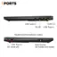 I PORTS:

* USB Type-C
* RJ-45
* HDMI 2.1
* USB Type-A
* Headphone/microphone combo
* USB Type-A
* AC smart pin
* Multi-format SD media card reader