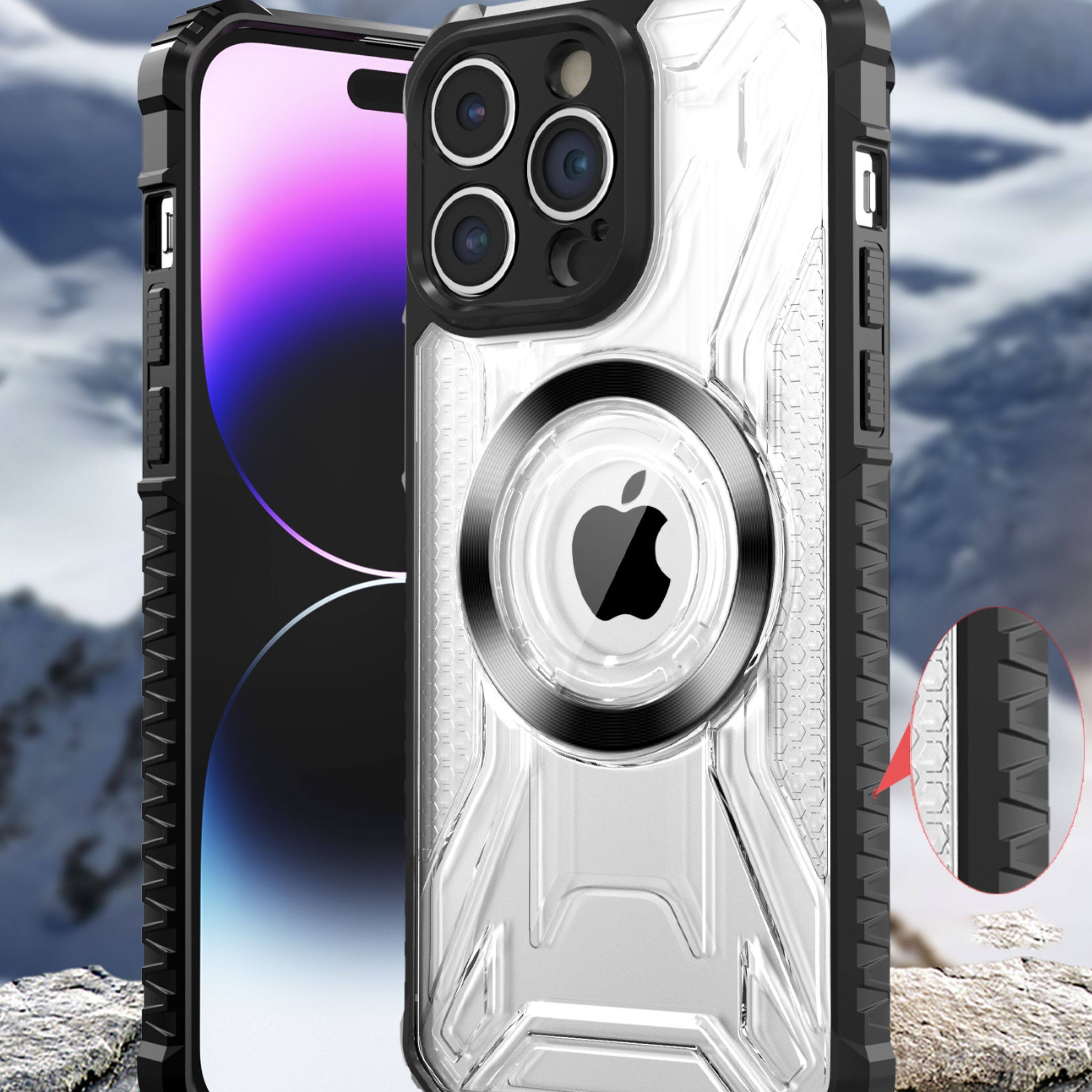 Angle. Kitcheniva - Magnetic Circle Shock-Absorbent Phone Cover For iPhone 14 Pro Max Black - Black.