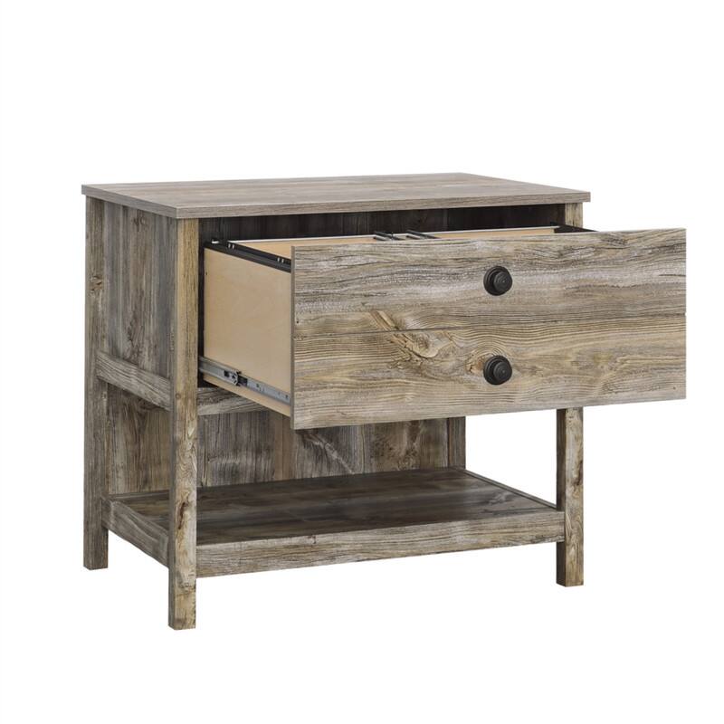 Angle. HTUTWOO - Lateral File Cabinet - 1-2 Drawers, Open Storage Space, Full Extension Slides, Coastal Style, 32.44"L[Assembly Required] - Brown.