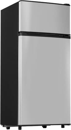 Manastin - 4.5 Cu. Ft. 2-Door Compact Mini Fridge, Compressor Direct Cool, Adjustable Thermostat, Glass Shelves, Ultra Quiet - Silver
