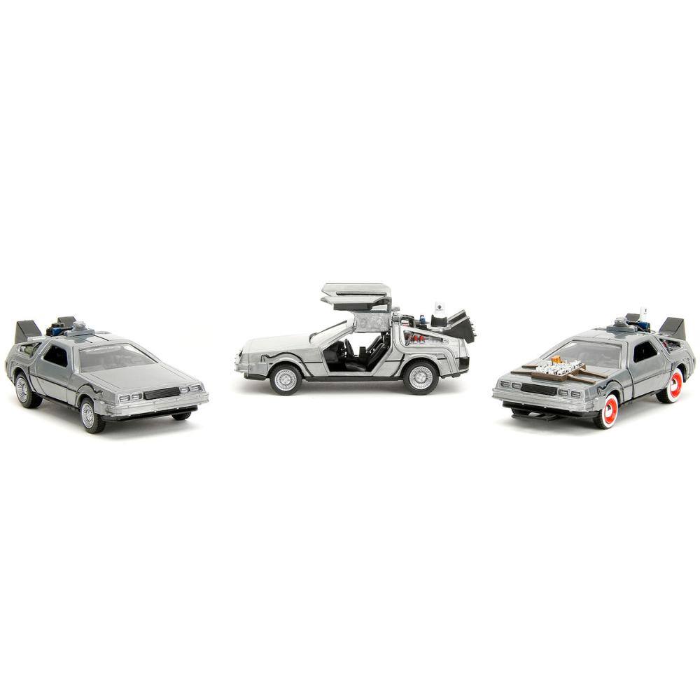 Back. Jada - "Back to the Future" Delorean Set of 3 pieces "Hollywood Rides" Series 1/32 - Silver.
