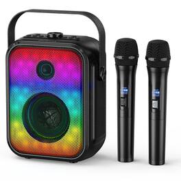 Dazzling Pops - Karaoke Machine Portable With 2 Wireless Microphones For Adults Subwoofer Led Light Support Tws fm usb aux - Default