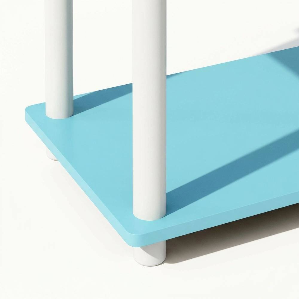 Alt View 2. FurniFact - Engineered Wood Bookcase with Adjustable Shelves for Durable Storage - Light Blue/White.