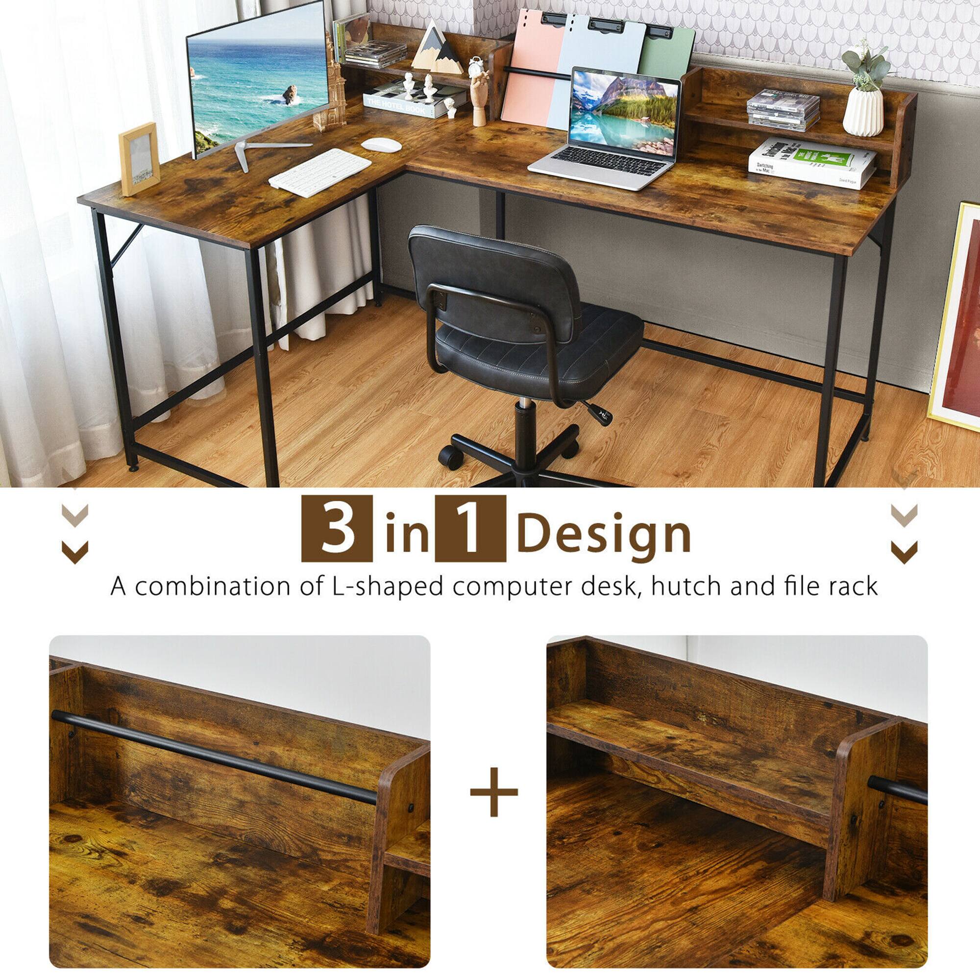 3 in 1 Design
A combination of L-shaped computer desk, hutch and file rack +