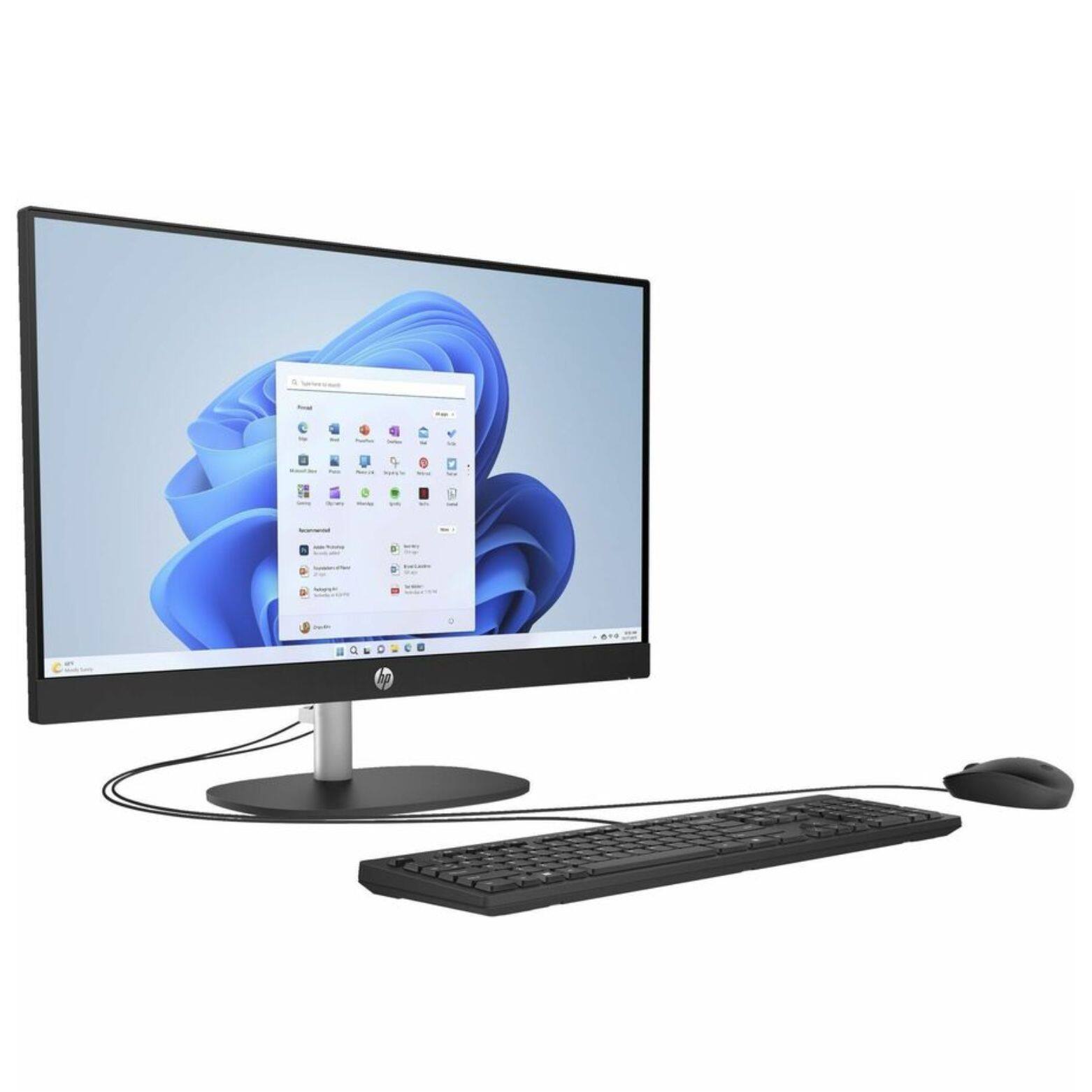 Alt View 1. HP - 24-CR0000A 23.8" FHD IPS AMD Athlon Gold 7220U 2.4 GHz 8GB 256GB SSD AMD Radeon 610M Windows 11 Home All-in-One Desktop - Black.