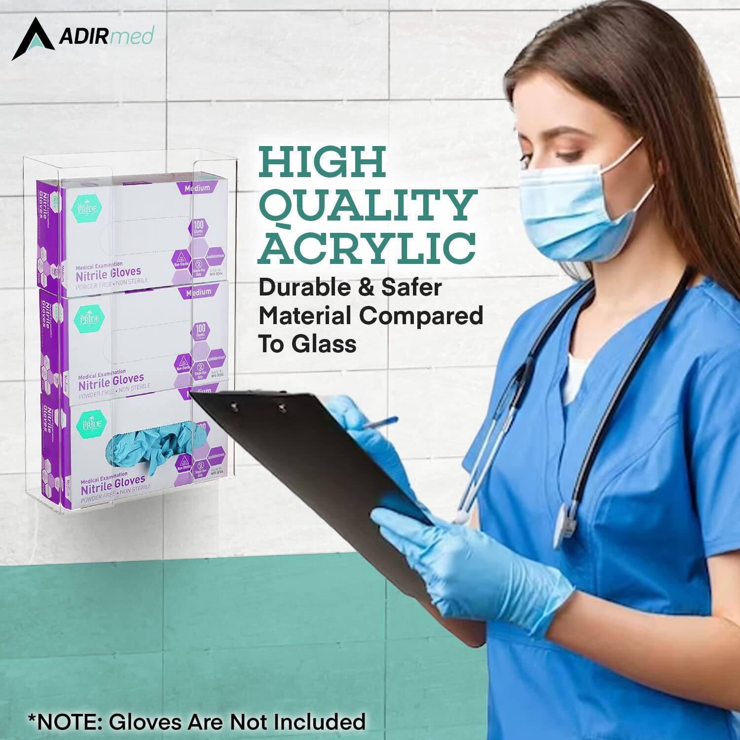 ADIRmed Medical Examination Nitrile Gloves POWDER-FREE NON-STERILE MEDIUM HIGH QUALITY ACRYLIC Durable & Safer Material Compared To Glass *NOTE: Gloves Are Not Included