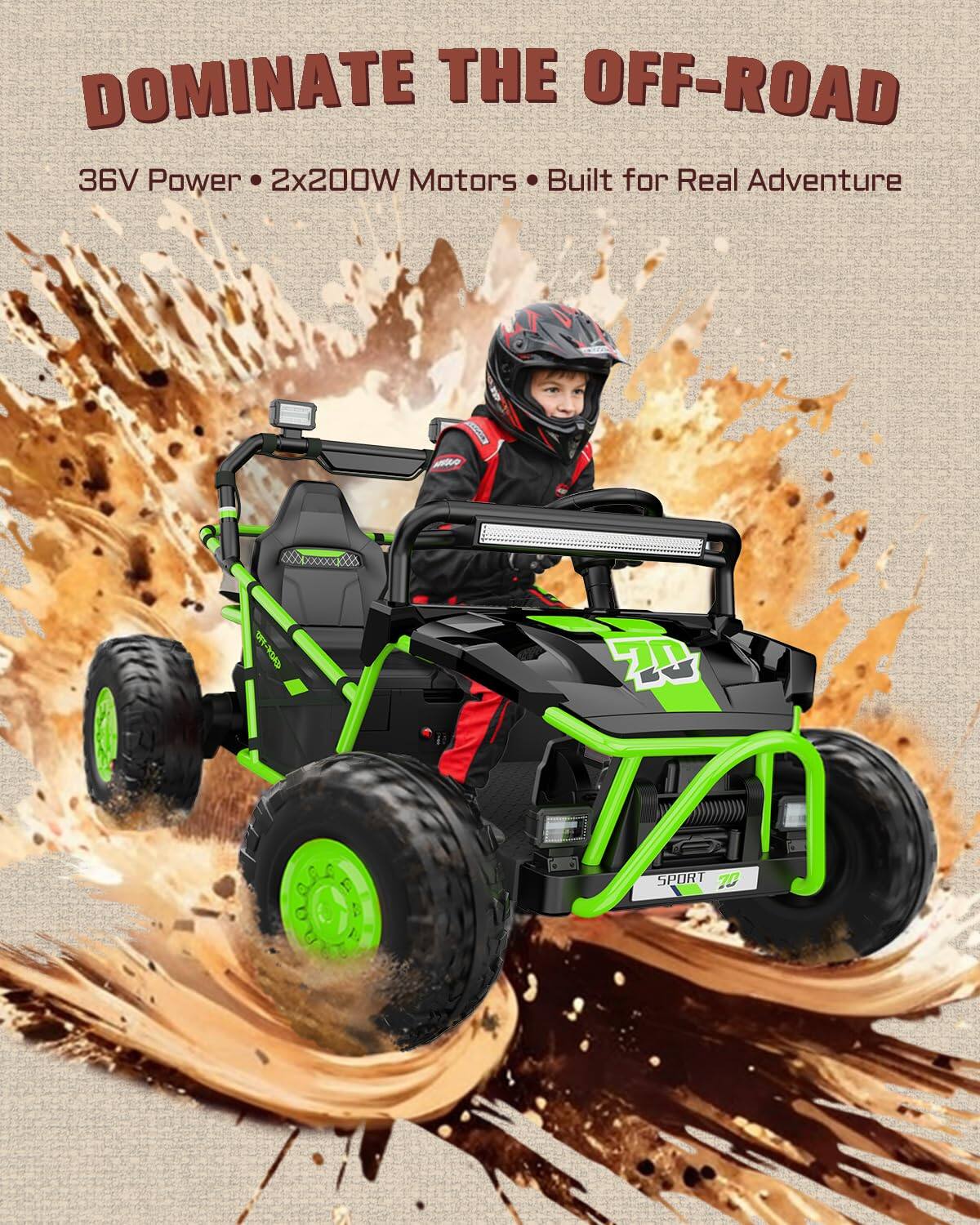 DOMINATE THE OFF-ROAD  
36V Power • 2x200W Motors • Built for Real Adventure  
MRA UPF-RSAD  
ZD SPORT 70