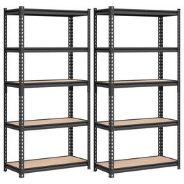 Songmics Home - 5-Tier Storage Shelves, Load 2310 lb, Set of 2 Garage Storage, Boltless Assembly, Adjustable Shelving Unit - Black