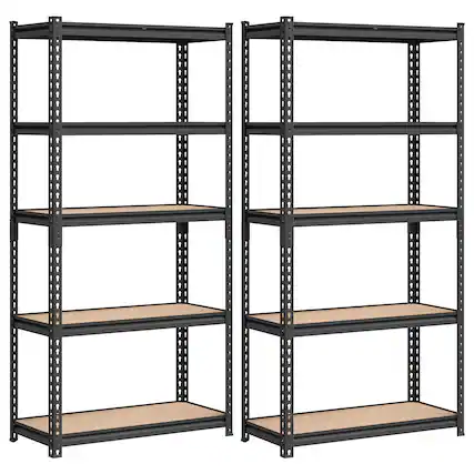 Front. Songmics Home - 5-Tier Storage Shelves, Load 2310 lb, Set of 2 Garage Storage, Boltless Assembly, Adjustable Shelving Unit - Black.