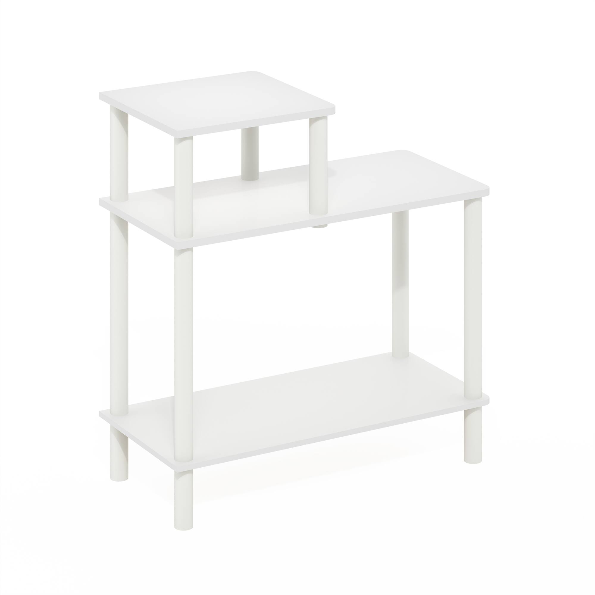Alt View 5. Furinno - TURN-N-TUBE Night Stand, 3-Tier Rectangle Nightstand with Open Shelf, Toolless Assembly Side Table, End Table - White/White.