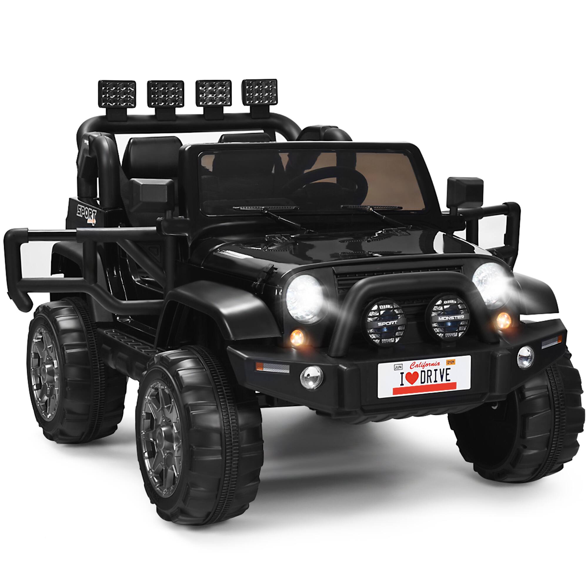 Gymax - 12V Electric Kids Ride On Car w/ Remote Control Storage Box Music - Black
