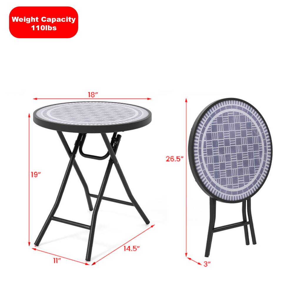 Weight Capacity: 110lbs

Dimensions:
- Diameter: 18"
- Height: 19"
- Base Width: 14.5"
- Seat Height: 11"
- Seat Depth: 26.5"
- Leg Width: 3"